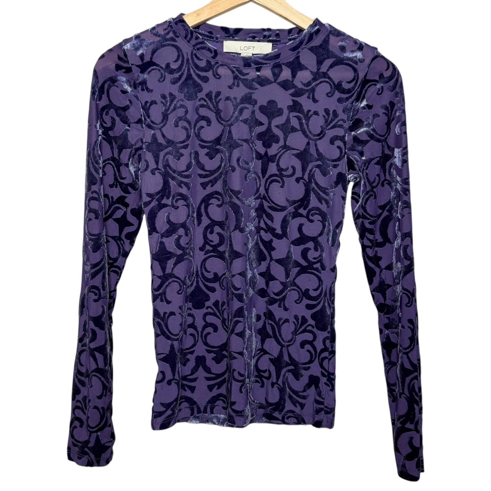 Whimsygoth Vampire Velvet Burnout Top Purple XS Loft Dark Romantic Fairy Grunge